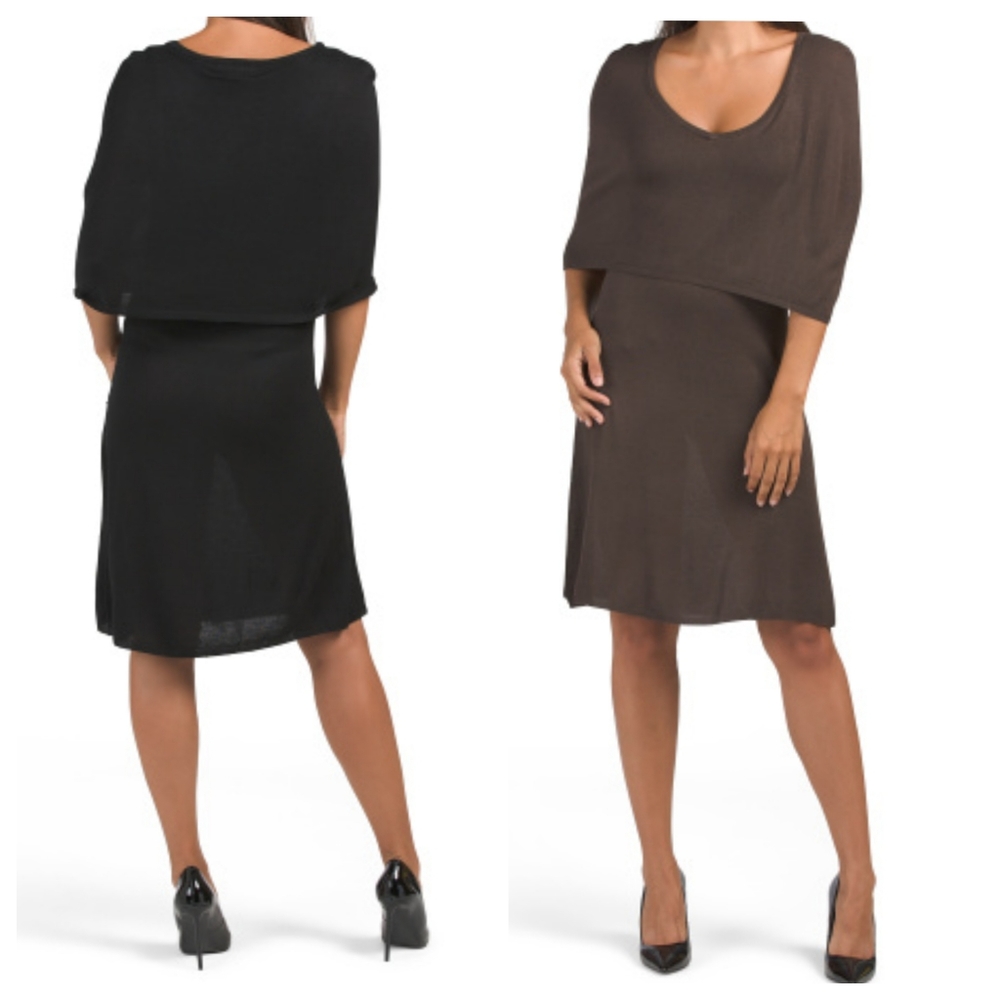 ONE New VERTIGO PARIS 💥 Rayon!!!! Cape Overlay Sweater Dress S399